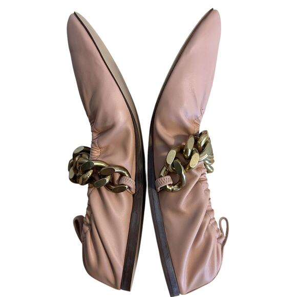 Stella McCartney Falabella Faux Leather Pink Chain Ballet Flats 37.5 - Picture 7 of 12
